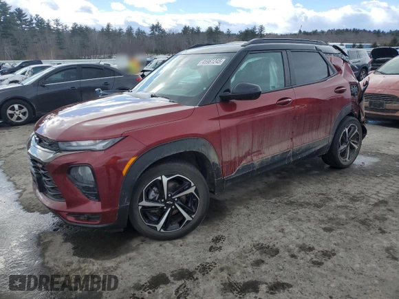 2022 Chevrolet TrailBlazer RS with VIN KL79MTSL8NB080905, listed as a Copart auction lot 45961245 with 42,893 mi miles and Salvage Title. Bid and sale history available at carsss.com. Image 1.