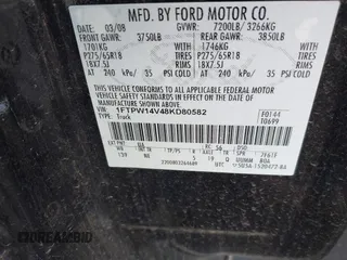 2008 Ford F-150 XLT with VIN 1FTPW14V48KD80582, listed as a IAAI auction lot 41152650 with 155,091 mi miles. Bid and sale history available at carsss.com. Image 9.