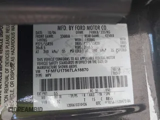 2007 Ford Expedition Eddie Bauer with VIN 1FMFU17567LA18870, listed as a IAAI auction lot 42541572 with Not provided miles and . Bid and sale history available at DreamBid. Image 9.