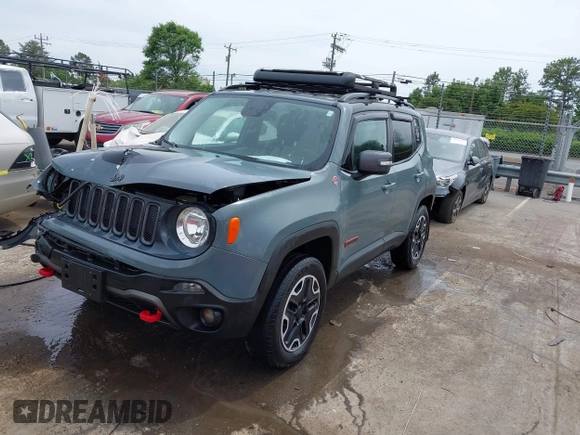 2016 Jeep Renegade Trailhawk with VIN ZACCJBCT3GPC87138, listed as a IAAI auction lot 42076346 with 102,156 mi miles and . Bid and sale history available at carsss.com. Image 2.