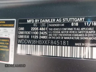 2019 Mercedes-Benz C 63 S AMG with VIN WDDWJ8HBXKF845181, listed as a IAAI auction lot 42147743 with 39,430 mi miles and . Bid and sale history available at DreamBid. Image 9.