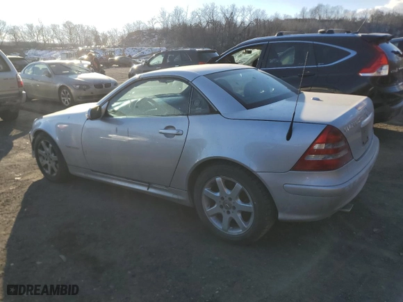 2001 Mercedes-Benz SLK-Class Kompressor with VIN WDBKK49F11F208161, listed as a Copart auction lot 89014555 with 50,820 mi miles and Salvage Title. Bid and sale history available at carsss.com. Image 2.