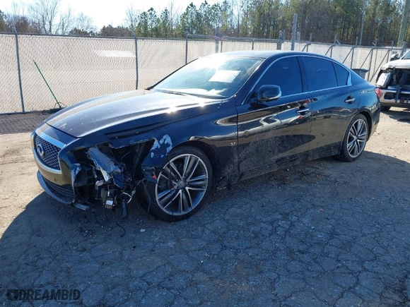 2014 Infiniti Q50 Premium with VIN JN1BV7AP8EM670414, listed as a IAAI auction lot 41387024 with 128381 miles. Bid and sale history available at carsss.com. Image 2.