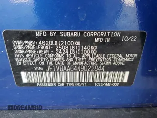 2022 Subaru WRX с VIN JF1VBAA64N9022844, выставлен на аукционе Copart как лот 54006935 с пробегом 75 309 миль миль и Списание • Salvage title. История ставок и продаж доступна на DreamBid. Изображение 13.