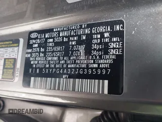 2018 Kia Sorento LX with VIN 5XYPG4A32JG395997, listed as a IAAI auction lot 41718004 with 1 mi miles. Bid and sale history available at carsss.com. Image 9.