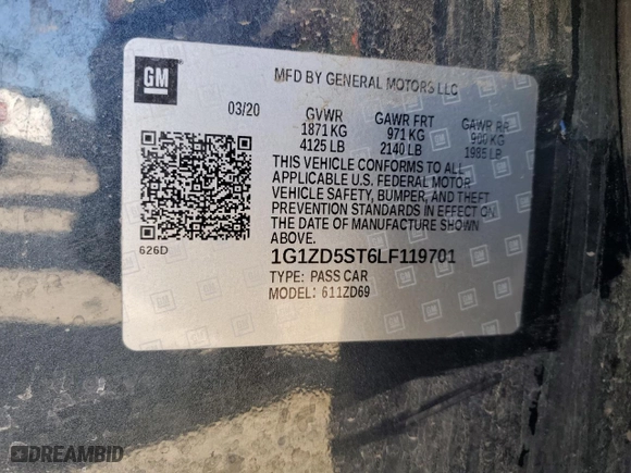 2020 Chevrolet Malibu LT with VIN 1G1ZD5ST6LF119701, listed as a Copart auction lot 46706865 with 114,650 mi miles and Salvage Title. Bid and sale history available at carsss.com. Image 12.