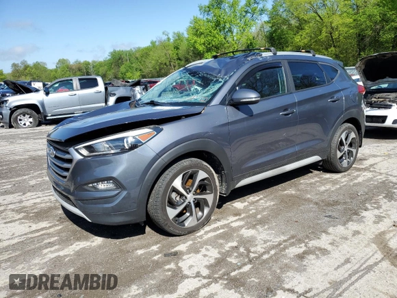 2017 Hyundai Tucson Limited z VIN KM8J3CA25HU391188, wystawiony jako Copart lot #55727215 z przebiegiem 56 616 mil mil oraz Szkoda całkowita • Salvage title. Historia ofert i sprzedaży dostępna na DreamBid. Obrazek 1.