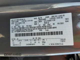 2020 Ford F-150 XL with VIN 1FTEW1CP0LFC22381, listed as a Copart auction lot 46346035 with 51,935 mi miles and Salvage Title. Bid and sale history available at carsss.com. Image 14.