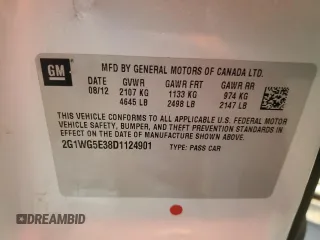 2013 Chevrolet Impala LT with VIN 2G1WG5E38D1124901, listed as a Copart auction lot 89372515 with 77,169 mi miles and Non Repairable. Bid and sale history available at DreamBid. Image 14.