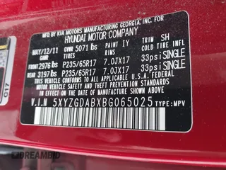 2011 Hyundai Santa Fe GLS z VIN 5XYZGDABXBG065025, wystawiony jako IAAI lot #42164688 z przebiegiem 212 732 mil mil oraz . Historia ofert i sprzedaży dostępna na DreamBid. Obrazek 9.