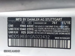 2016 Mercedes-Benz CLA 250 with VIN WDDSJ4EB1GN322432, listed as a IAAI auction lot 42103310 with 100,237 mi miles and . Bid and sale history available at DreamBid. Image 9.
