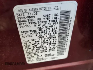 2010 Nissan Murano SL z VIN JN8AZ1MW6AW111072, wystawiony jako Copart lot #60704605 z przebiegiem 193 139 mil mil oraz Czysty tytuł • Clean title. Historia ofert i sprzedaży dostępna na DreamBid. Obrazek 12.