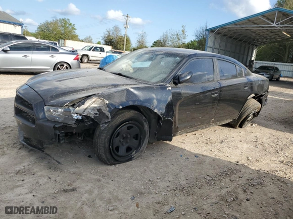 2014 Dodge Charger Police with VIN 2C3CDXAT5EH265801, listed as a Copart auction lot 50525565 with 165,534 mi miles and Salvage Title. Bid and sale history available at carsss.com. Image 1.