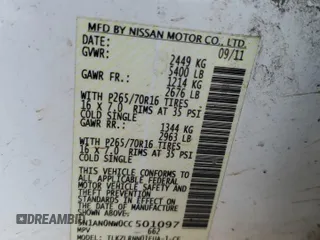2012 Nissan Xterra X with VIN 5N1AN0NW0CC501097, listed as a Copart auction lot 48432115 with 112,140 mi miles and Salvage Title. Bid and sale history available at carsss.com. Image 12.