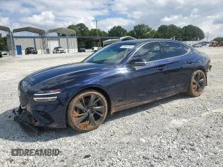 2023 Genesis G70 2.0T with VIN KMTG34TA8PU127827, listed as a Copart auction lot 59662305 with 6,310 mi miles and Salvage title. Bid and sale history available at DreamBid. Image 1.