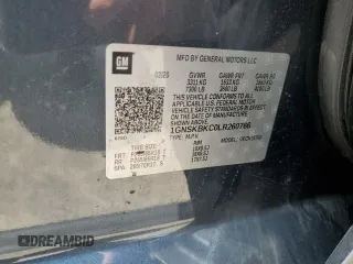2020 Chevrolet Tahoe LT with VIN 1GNSKBKC0LR260766, listed as a Copart auction lot 61465725 with 104,850 mi miles and Salvage title. Bid and sale history available at DreamBid. Image 13.