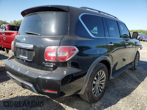 2018 Nissan Armada Platinum z VIN JN8AY2NF5J9332894, wystawiony jako Copart lot #52749905 z przebiegiem 128 352 mil mil oraz Szkoda całkowita • Salvage title. Historia ofert i sprzedaży dostępna na DreamBid. Obrazek 3.