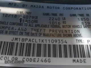 2019 Mazda 3 Select with VIN JM1BPACL1K1109354, listed as a IAAI auction lot 41863243 with 58,520 mi miles and . Bid and sale history available at DreamBid. Image 9.