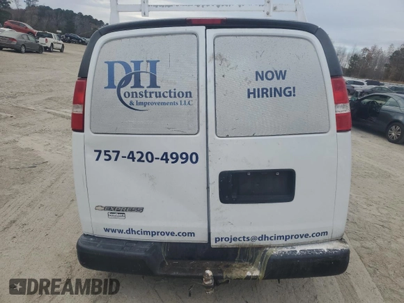 2018 Chevrolet Express Cargo Van with VIN 1GCWGAFP6J1261449, listed as a Copart auction lot 83677924 with 0 mi miles and Salvage Title. Bid and sale history available at carsss.com. Image 6.