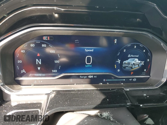 2024 Chevrolet Silverado 1500 LTZ with VIN 1GCUDGE85RZ228064, listed as a Copart auction lot 46575495 with 15,848 mi miles and Salvage Title. Bid and sale history available at DreamBid. Image 9.