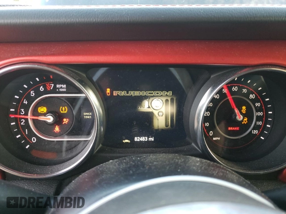 2021 Jeep Gladiator Rubicon with VIN 1C6JJTBG5ML500423, listed as a Copart auction lot 46954765 with 82,483 mi miles and Salvage title. Bid and sale history available at DreamBid. Image 9.