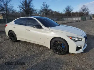 2016 Infiniti Q50 3.0t Red Sport 400 with VIN JN1FV7AR8GM451880, listed as a Copart auction lot 86895974 with 103,797 mi miles and Salvage Title. Bid and sale history available at carsss.com. Image 4.