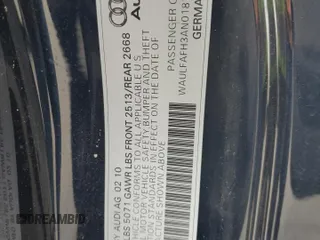 2010 Audi A5 Premium Plus z VIN WAULFAFH3AN018752, wystawiony jako Copart lot #71505394 z przebiegiem 133 524 mil mil oraz Nie do naprawy • Non repairable. Historia ofert i sprzedaży dostępna na DreamBid. Obrazek 12.