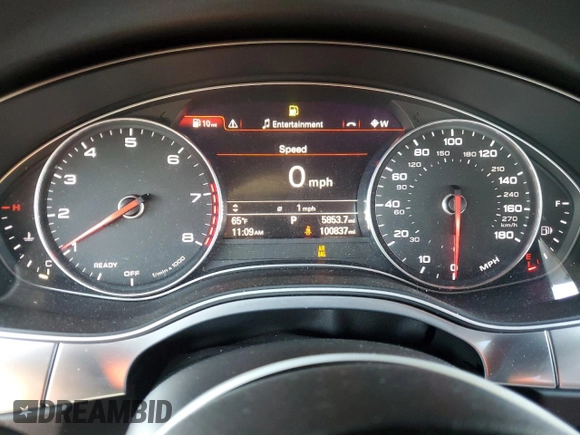 2016 Audi A6 Premium Plus with VIN WAUGFAFC1GN076986, listed as a Copart auction lot 56123585 with 100,837 mi miles and Salvage title. Bid and sale history available at DreamBid. Image 9.