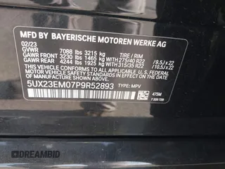 2023 BMW X7 xDrive40i z VIN 5UX23EM07P9R52893, wystawiony jako IAAI lot #42163975 z przebiegiem 33 157 mil mil oraz . Historia ofert i sprzedaży dostępna na DreamBid. Obrazek 9.