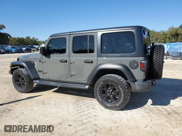 2020 Jeep Wrangler Unlimited Willys with VIN 1C4HJXDN5LW170449, listed as a Copart auction lot 49172955 with 44,073 mi miles and Non repairable. Bid and sale history available at DreamBid. Image 2.