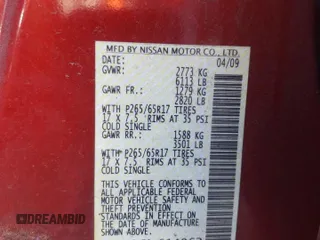 2009 Nissan Pathfinder S with VIN 5N1AR18B79C614962, listed as a Copart auction lot 77135444 with 173,728 mi miles and Salvage Title. Bid and sale history available at carsss.com. Image 14.