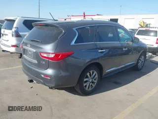 2013 Infiniti JX35 with VIN 5N1AL0MM3DC343801, listed as a IAAI auction lot 41986430 with 117,476 mi miles. Bid and sale history available at carsss.com. Image 4.
