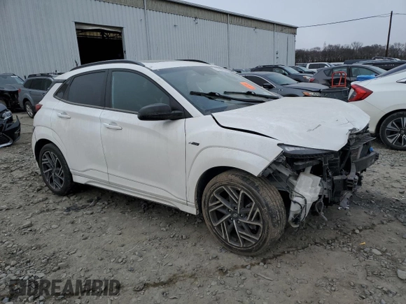 2023 Hyundai Kona N Line with VIN KM8K3CA33PU982969, listed as a Copart auction lot 41630935 with 0 mi miles and Salvage Title. Bid and sale history available at carsss.com. Image 4.