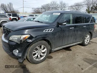 2012 Infiniti QX56 8-passenger with VIN JN8AZ2NC7C9317934, listed as a Copart auction lot 46022335 with 176,326 mi miles and Salvage Title. Bid and sale history available at carsss.com. Image 1.