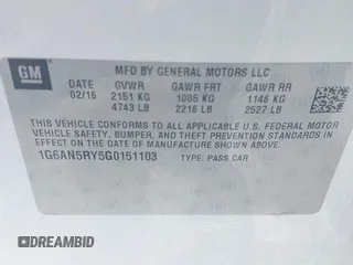 2016 Cadillac ATS-V with VIN 1G6AN5RY5G0151103, listed as a IAAI auction lot 39630850 with 37,000 mi miles. Bid and sale history available at carsss.com. Image 9.