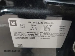 2010 Cadillac CTS with VIN 1G6DA5EGXA0138568, listed as a IAAI auction lot 41354741 with 173,253 mi miles and . Bid and sale history available at DreamBid. Image 9.