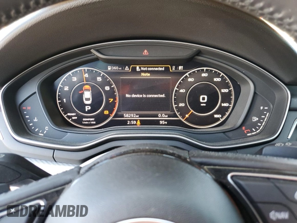 2018 Audi A5 Sportback Premium with VIN WAUDNCF51JA130255, listed as a Copart auction lot 69116454 with 58,292 mi miles and Salvage Title. Bid and sale history available at carsss.com. Image 9.