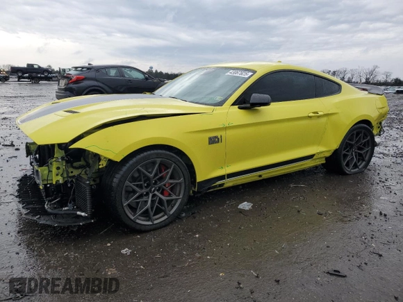 2021 Ford Mustang Mach 1 with VIN 1FA6P8R09M5552053, listed as a Copart auction lot 43067625 with 18,921 mi miles and Salvage Title. Bid and sale history available at carsss.com. Image 1.