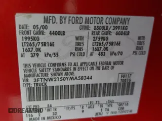 2000 Ford F-250 with VIN 3FTNW21S0YMA58344, listed as a Copart auction lot 69419204 with 108,262 mi miles and Salvage title. Bid and sale history available at DreamBid. Image 12.