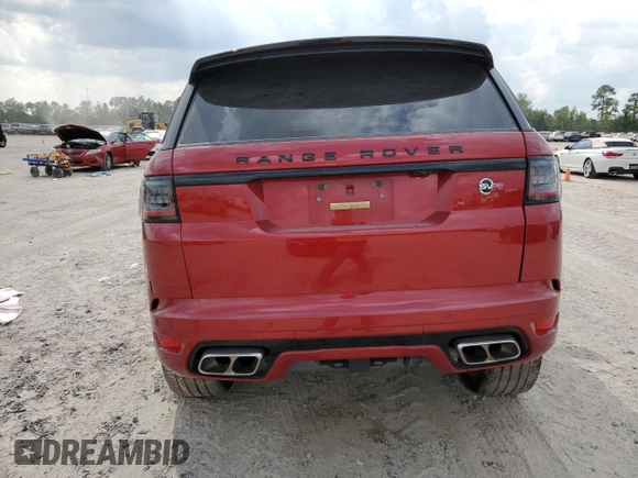 2022 Land Rover Range Rover Sport SVR with VIN SALWZ2RE6NA219923, listed as a Copart auction lot 72841544 with 48,211 mi miles and Salvage Title. Bid and sale history available at DreamBid. Image 6.
