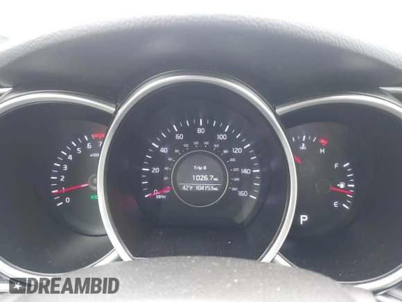 2015 Kia Optima LX with VIN KNAGM4A73F5625605, listed as a IAAI auction lot 41924411 with 104,153 mi miles. Bid and sale history available at carsss.com. Image 7.