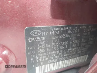 2005 Hyundai Santa Fe GLS with VIN KM8SC13D85U928056, listed as a IAAI auction lot 42366014 with 131,732 mi miles and . Bid and sale history available at DreamBid. Image 9.