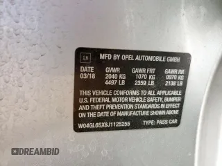 2018 Buick Regal Preferred с VIN W04GL6SX8J1125255, выставлен на аукционе Copart как лот 58389825 с пробегом 38 260 миль миль и Списание • Salvage title. История ставок и продаж доступна на DreamBid. Изображение 12.