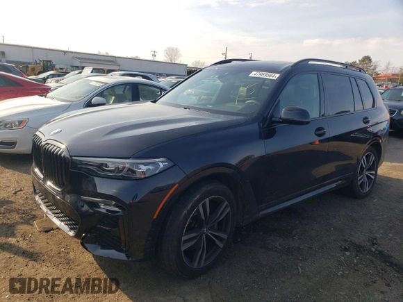 2021 BMW X7 xDrive40i z VIN 5UXCW2C00M9E47322, wystawiony jako Copart lot #47989584 z przebiegiem 57 032 mil mil oraz Szkoda całkowita • Salvage title. Historia ofert i sprzedaży dostępna na DreamBid. Obrazek 1.