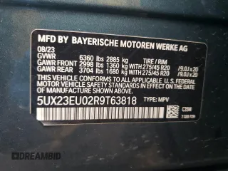 2024 BMW X5 xDrive40i with VIN 5UX23EU02R9T63818, listed as a Copart auction lot 60195525 with 26,773 mi miles and Salvage title. Bid and sale history available at DreamBid. Image 13.