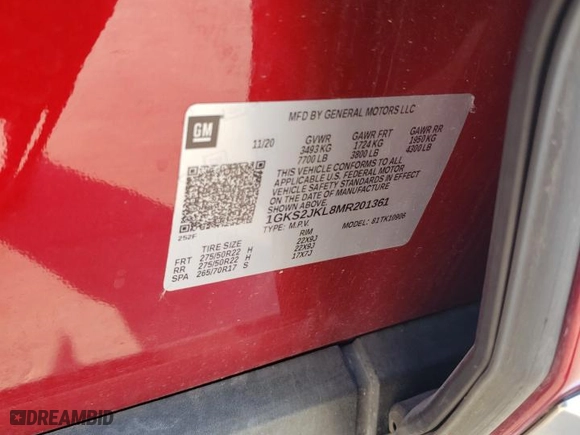2021 GMC Yukon XL Denali with VIN 1GKS2JKL8MR201361, listed as a Copart auction lot 75253414 with 0 mi miles and Salvage Title. Bid and sale history available at carsss.com. Image 13.