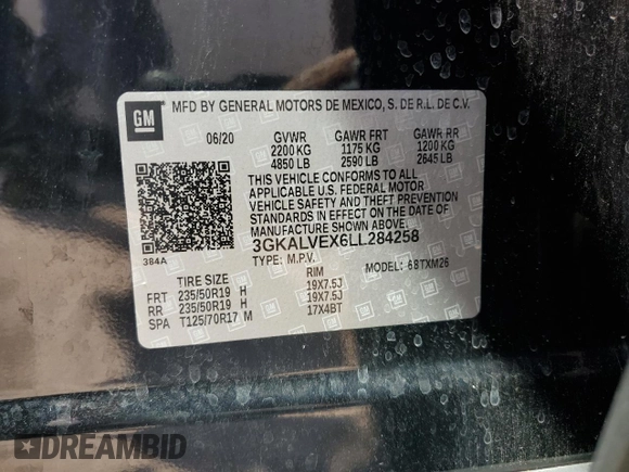 2020 GMC Terrain SLT z VIN 3GKALVEX6LL284258, wystawiony jako Copart lot #56233805 z przebiegiem 108 561 mil mil oraz Szkoda całkowita • Salvage title. Historia ofert i sprzedaży dostępna na DreamBid. Obrazek 13.