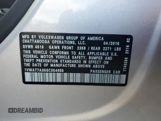 2016 Volkswagen Passat 1.8T S with VIN 1VWAT7A35GC054655, listed as a Copart auction lot 48887815 with 140,562 mi miles and Salvage Title. Bid and sale history available at carsss.com. Image 12.