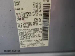 2016 Nissan Murano S z VIN 5N1AZ2MH2GN155468, wystawiony jako Copart lot #57147395 z przebiegiem 111 900 mil mil oraz Szkoda całkowita • Salvage title. Historia ofert i sprzedaży dostępna na DreamBid. Obrazek 13.