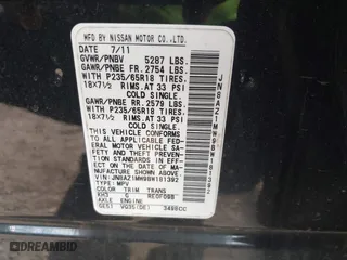 2011 Nissan Murano SV with VIN JN8AZ1MW9BW181392, listed as a IAAI auction lot 41672019 with 114,472 mi miles. Bid and sale history available at carsss.com. Image 9.
